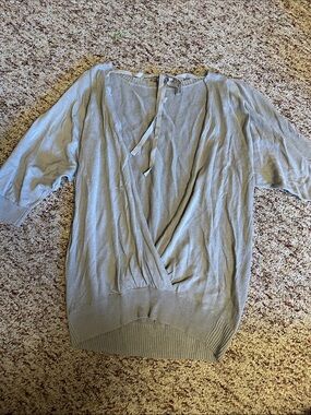 Zara Light Gray Oversized Open Back Tie-Back Sweater